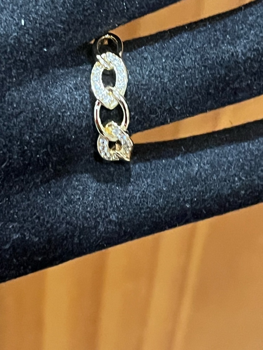 14k Gold Plated Chain-Link Cubic Zirconia Women's Ring - Picture 3 of 11